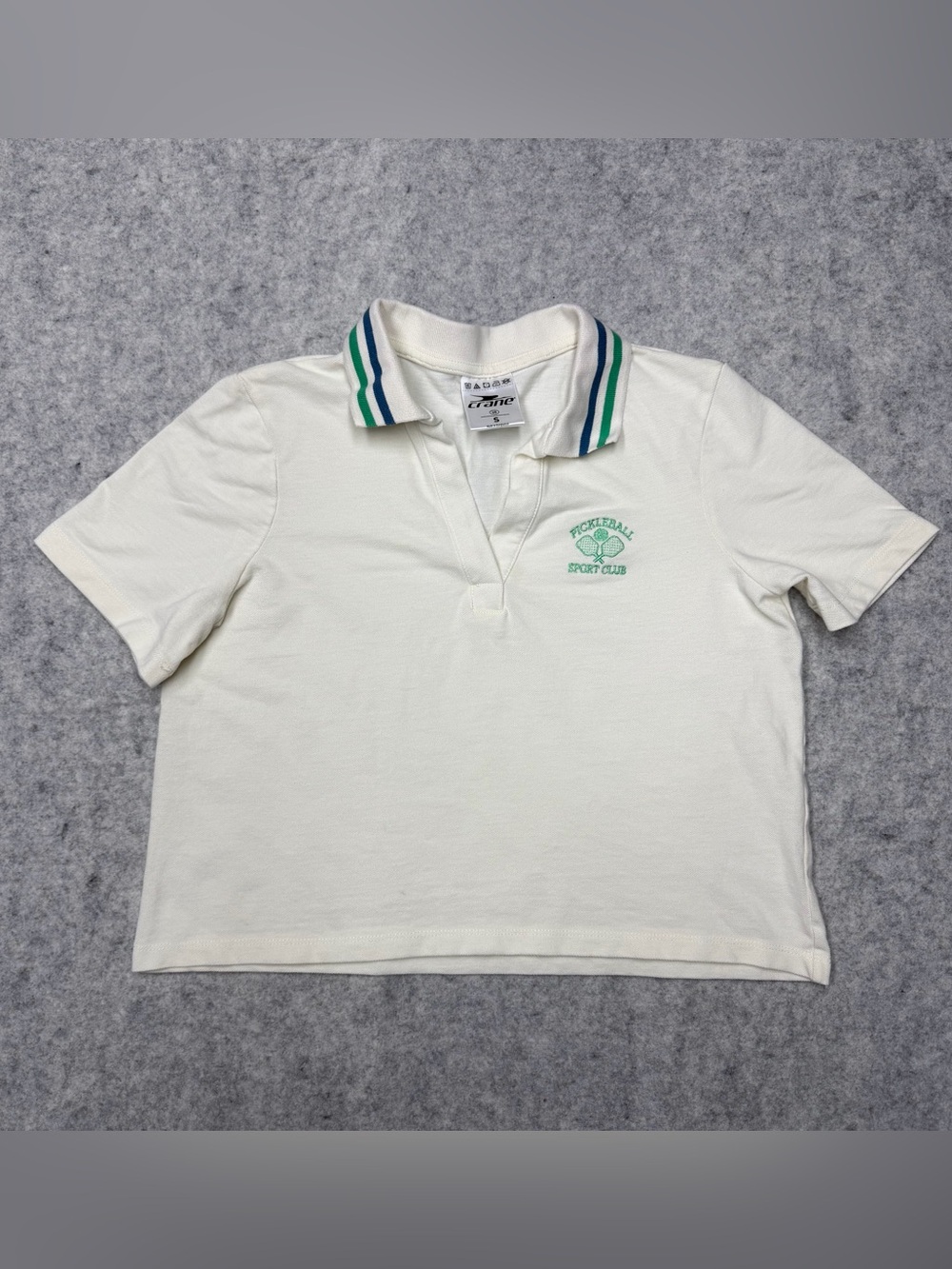 Crane Women's Pickleball Sport Club Crop Polo Shirt Green Size Small